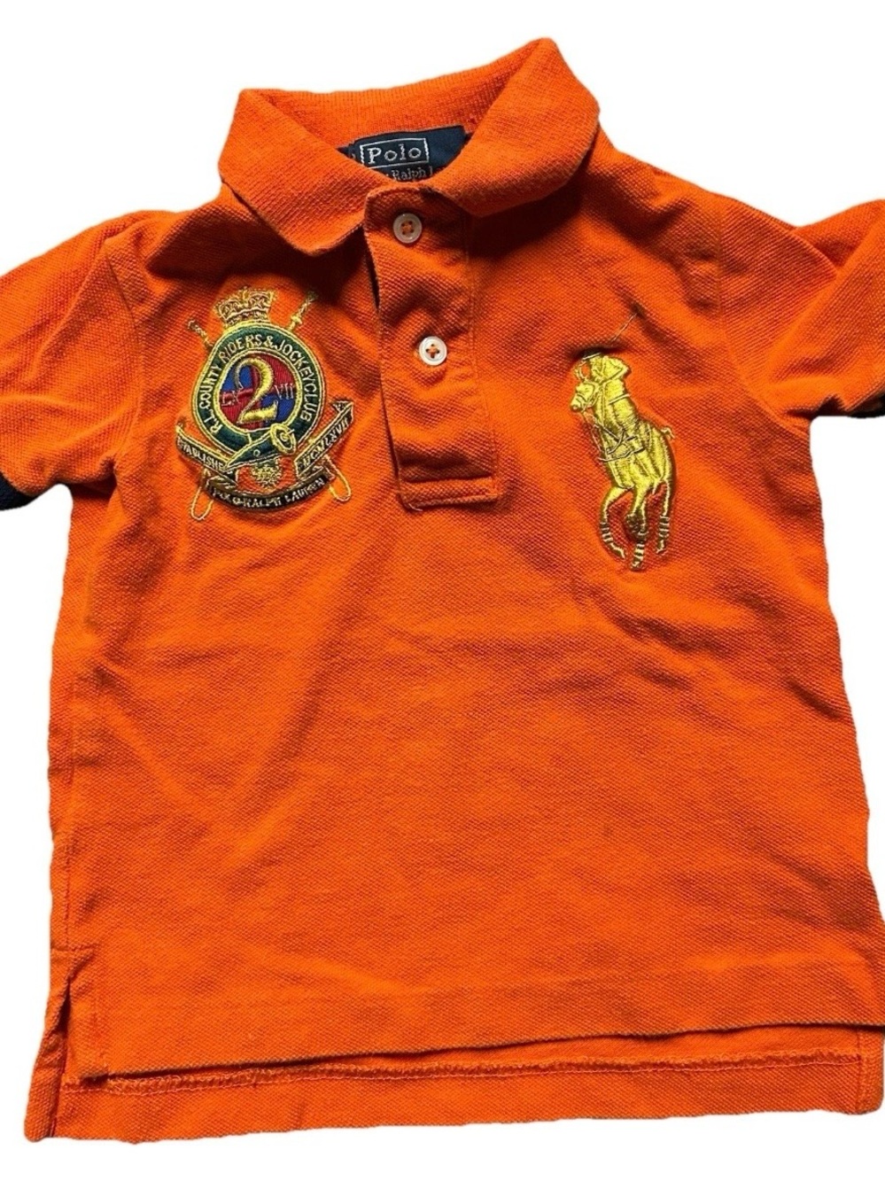Baby Boy Polo Ralph Lauren Orange Short Sleeve Golf Polo Shirt Size 12 Months